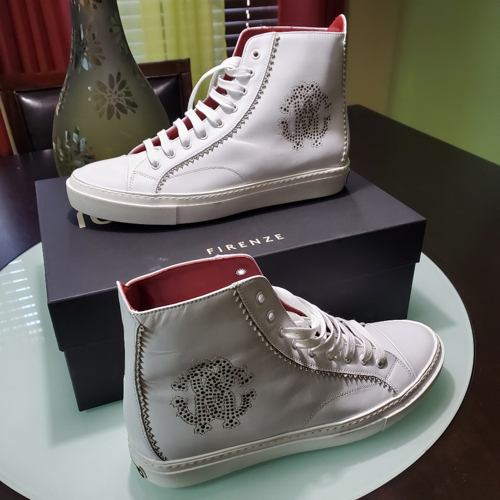 Roberto Cavalli Dhely White Leather Boots